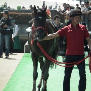 JRA初勝利時　ウィナーズサークルにて