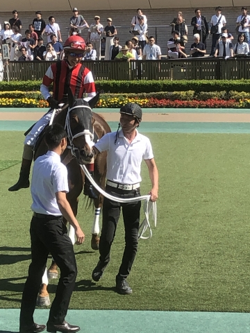 笑顔の松岡騎手 ウインシャトレーヌ